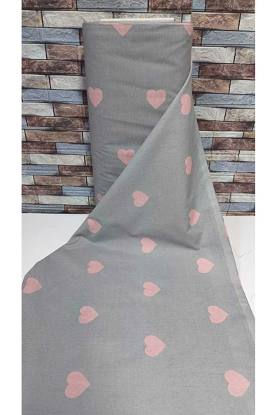 Gasel Home NEVRESİM ÇARŞAFLIK METRELİK KUMAŞ KALP DESEN ürün görseli