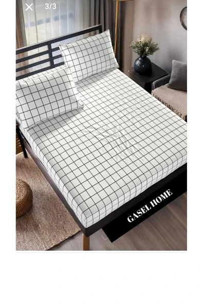 Gasel Home ÇİFT KİŞİLİK PAMUKLU KARELİ LASTİKLİ ÇARŞAF TAKIMI ürün görseli
