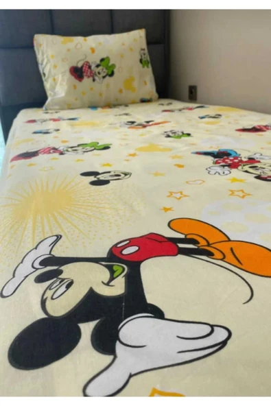 Gasel Home Tek Kişilik Çarşafı Lastikli Çocuk Nevresim Takımı Mickey Mousee - Resim 2