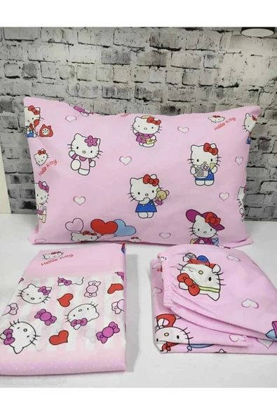 Gasel Home Hello Kitty Pamuklu Kumaş Nevresim Takımı ( Çarşafı Lastikli ) - 2