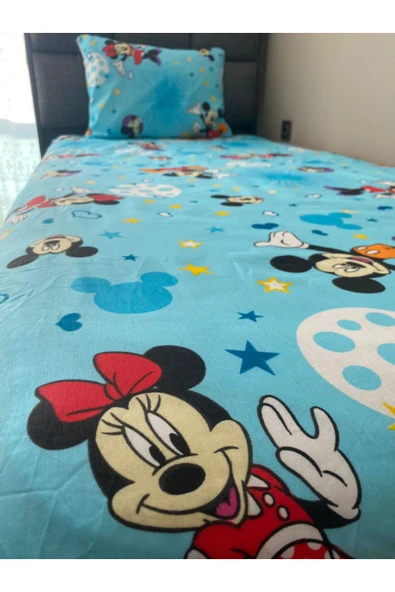 NEVRESİMDESİNG Tek Kişilik mickey mause Desenli Lastikli Çarşaf Takımı 100x200 ürün görseli 1