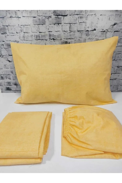Gasel Home Düz Renk Pamuklu Kumaş Tek Kişilik Nevresim Takımı ( Lastikli Çarşaf )