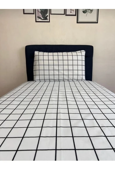 Gasel Home Pamuklu Tek Kişilik Lastikli Çarşaf Takımı Kareli - Resim 3