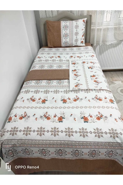 Gasel Home Pamuklu Tek Kişilik Kanaviçe Desen Nevresim Takımı ( Çarşafı Lastikli ) - Resim 4