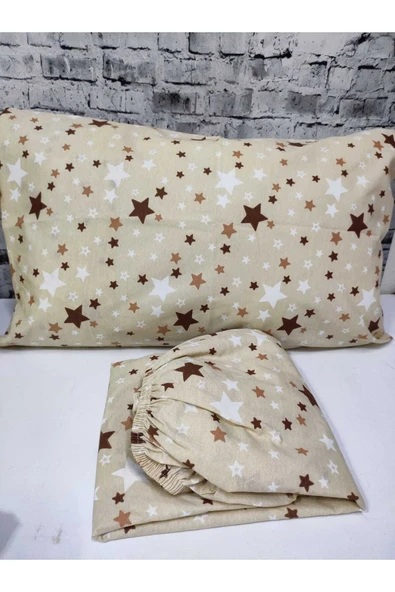 Gasel Home Pamuklu Kumaş Yıldız Desen Çift Kişilik Lastikli Çarşaf Takımı - Resim 2