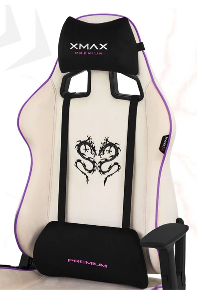 XMAX / Rio Plus Balerion Terletmez Kadife Kumaş Beyaz Gaming Oyuncu Koltuğu / 120 Kg Taşır ürün görseli