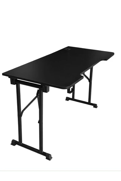 XMAX JetKur Siyah Bilgisayar Oyuncu Masası 140x70cm Sallanmaz Metal Ayaklı - Pratik Kurulum - Resim 3