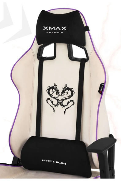 XMAX / Rio Plus Balerion Terletmez Kadife Kumaş Beyaz Gaming Oyuncu Koltuğu / 120 Kg Taşır ürün görseli