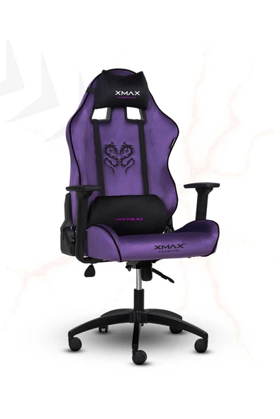 XMAX / Rio Balerion Terletmez Kadife Kumaş Mor Gaming Oyuncu Koltuğu / 120 Kg Taşır - Resim 2