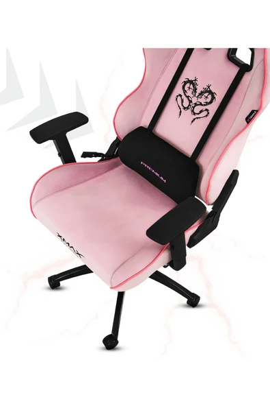 XMAX / Rio Balerion Terletmez Kadife Kumaş Pembe Gaming Oyuncu Koltuğu / 120 Kg Taşır - Resim 5