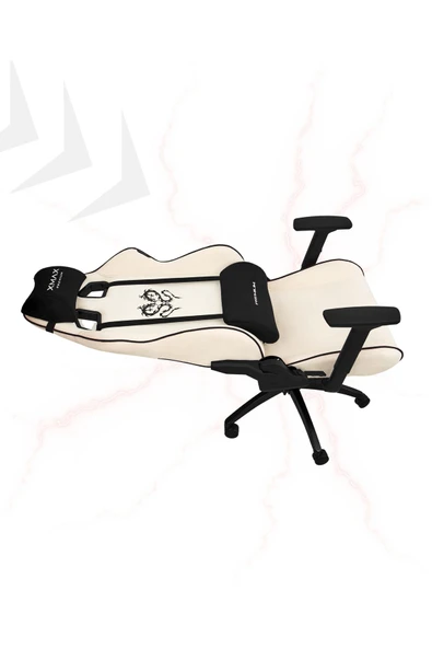 XMAX / Rio Plus Balerion Terletmez Kadife Kumaş Beyaz Gaming Oyuncu Koltuğu / 120 Kg Taşır - Resim 3