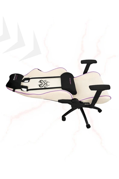 XMAX / Rio Plus Balerion Terletmez Kadife Kumaş Beyaz Gaming Oyuncu Koltuğu / 120 Kg Taşır - Resim 3