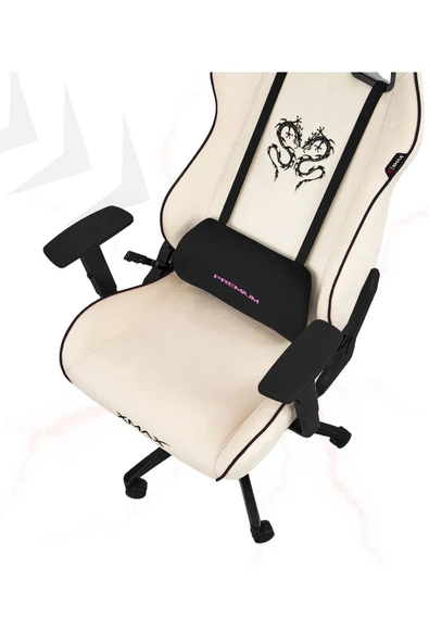 XMAX / Rio Plus Balerion Terletmez Kadife Kumaş Beyaz Gaming Oyuncu Koltuğu / 120 Kg Taşır - Resim 3