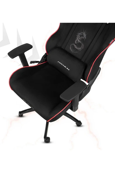 XMAX / Rio Balerion Terletmez Kadife Kumaş Siyah Gaming Oyuncu Koltuğu / 120 Kg Taşır - Resim 2