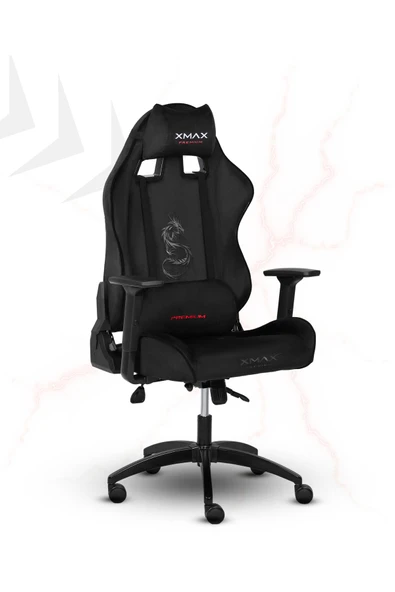XMAX / Rio Balerion Terletmez Kadife Kumaş Siyah Gaming Oyuncu Koltuğu / 120 Kg Taşır - Resim 3