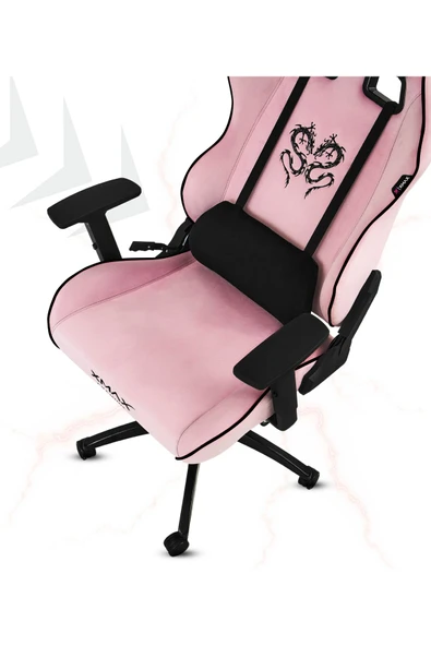 XMAX / Rio Balerion Terletmez Kadife Kumaş Pembe Gaming Oyuncu Koltuğu / 120 Kg Taşır - Resim 2