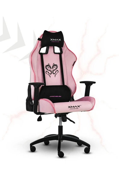 XMAX / Rio Balerion Terletmez Kadife Kumaş Pembe Gaming Oyuncu Koltuğu / 120 Kg Taşır - Resim 2