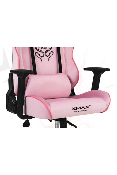 XMAX / Rio Balerion Terletmez Kadife Kumaş Pembe Gaming Oyuncu Koltuğu / 120 Kg Taşır - Resim 5