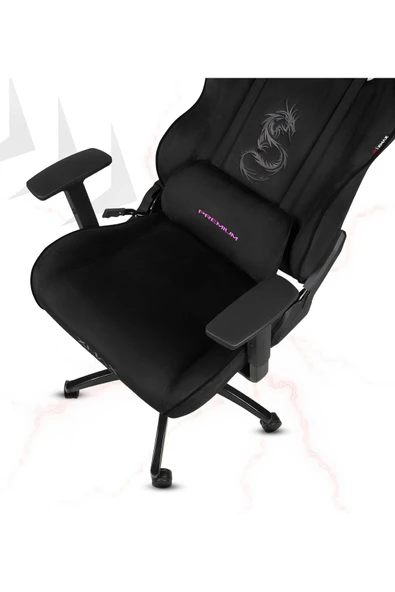XMAX / Rio Balerion Terletmez Kadife Kumaş Siyah Gaming Oyuncu Koltuğu / 120 Kg Taşır - Resim 3