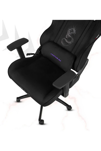 XMAX / Rio Balerion Terletmez Kadife Kumaş Siyah Gaming Oyuncu Koltuğu / 120 Kg Taşır - Resim 3