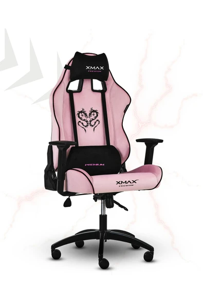 XMAX / Rio Balerion Terletmez Kadife Kumaş Pembe Gaming Oyuncu Koltuğu / 120 Kg Taşır - Resim 3
