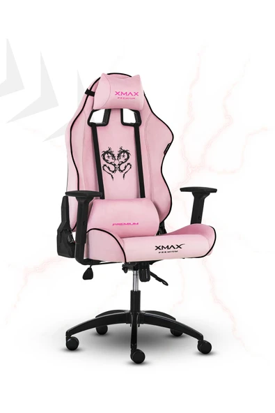 XMAX / Rio Balerion Terletmez Kadife Kumaş Pembe Gaming Oyuncu Koltuğu / 120 Kg Taşır - Resim 4