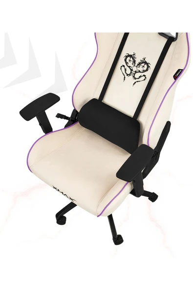 XMAX / Rio Plus Balerion Terletmez Kadife Kumaş Beyaz Gaming Oyuncu Koltuğu / 120 Kg Taşır - Resim 6