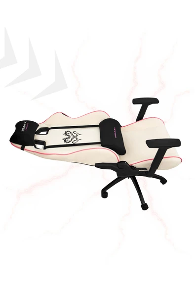 XMAX / Rio Plus Balerion Terletmez Kadife Kumaş Beyaz Gaming Oyuncu Koltuğu / 120 Kg Taşır - Resim 5