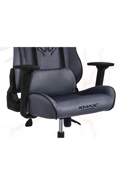 XMAX / Rio Balerion Antrasit Gri Kadife Terletmez Kumaş Gaming Oyuncu Koltuğu / 120 Kg Taşır - Resim 6