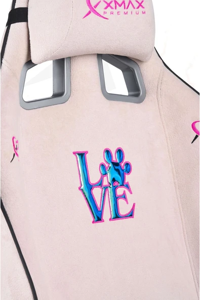 XMAX / Rio Plus Love Açık Pembe Su İtici Lüks Kadife Şönil Kumaş Oyuncu Koltuğu / 120 KG Taşıma ürün görseli