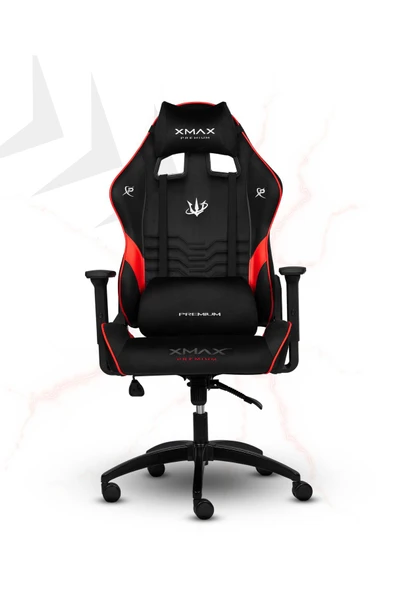 XMAX / Rio Terletmez Kısmi Derili Kadife Kumaş Kırmızı Siyah Gaming Oyuncu Koltuğu / 120 Kg Taşır - Resim 2