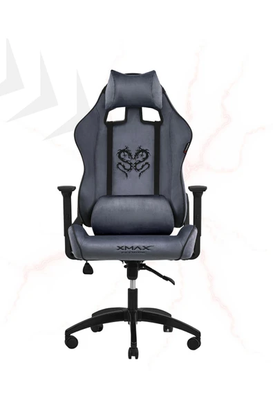 XMAX / Rio Balerion Antrasit Gri Kadife Terletmez Kumaş Gaming Oyuncu Koltuğu / 120 Kg Taşır - Resim 4