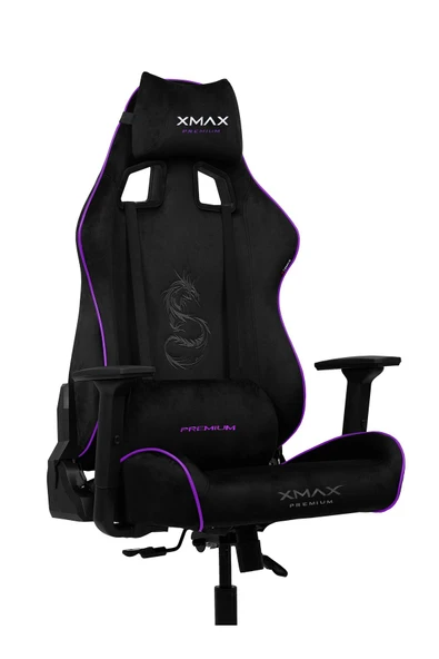 XMAX / Rio Pus Balerion Terletmez Kadife Kumaş Siyah Gaming Oyuncu Koltuğu / 120 Kg Taşır - Resim 4