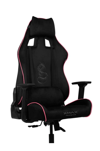 XMAX / Rio Pus Balerion Terletmez Kadife Kumaş Siyah Gaming Oyuncu Koltuğu / 120 Kg Taşır - Resim 2