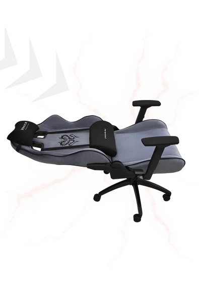 XMAX / Rio Balerion Antrasit Gri Kadife Terletmez Kumaş Gaming Oyuncu Koltuğu / 120 Kg Taşır - Resim 4