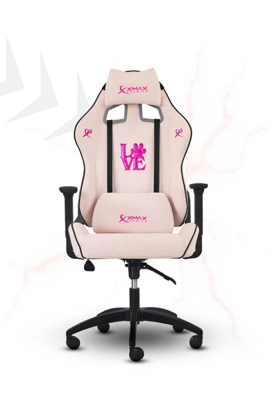 XMAX / Rio Love Açık Pembe Su İtici Lüks Kadife Şönil Kumaş Oyuncu Koltuğu / 120 KG Taşıma - Resim 3