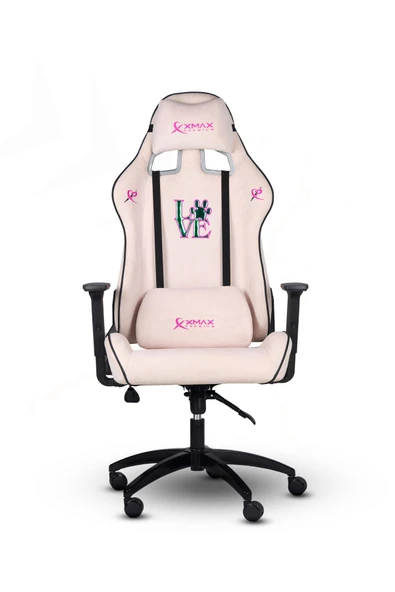 XMAX / Rio Plus Love Açık Pembe Su İtici Lüks Kadife Şönil Kumaş Oyuncu Koltuğu / 120 KG Taşıma - Resim 3