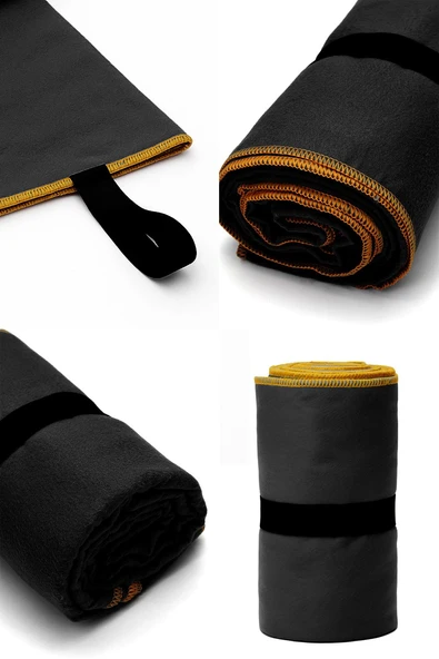 Unisex Mikrofiber Plaj Havlusu 80x130 cm Yumuşak Dokulu Deniz Banyo Sporcu Havlusu Large Boy Siyah - Resim 7