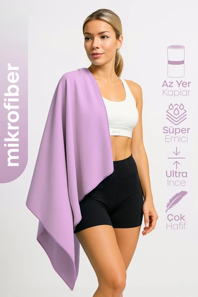 Unisex Mikrofiber Plaj Havlusu 80x130 cm Yumuşak Dokulu Deniz Banyo Sporcu Havlusu Large Boy Mor ürün görseli