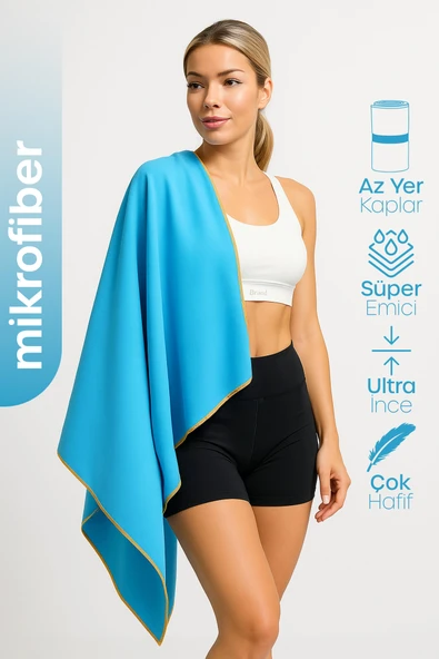 Unisex Mikrofiber Plaj Havlusu 80x130 cm Yumuşak Dokulu Deniz Banyo Sporcu Havlusu Large Boy Turkuaz ürün görseli