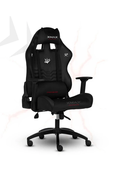 XMAX / Rio Terletmez Kısmi Derili Kadife Kumaş Kırmızı Siyah Gaming Oyuncu Koltuğu / 120 Kg Taşır - Resim 3