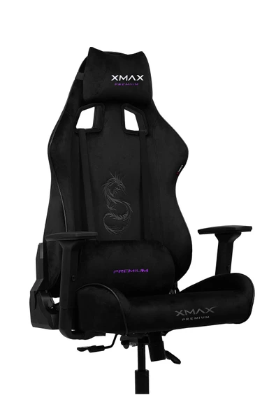 XMAX / Rio Pus Balerion Terletmez Kadife Kumaş Siyah Gaming Oyuncu Koltuğu / 120 Kg Taşır - Resim 4