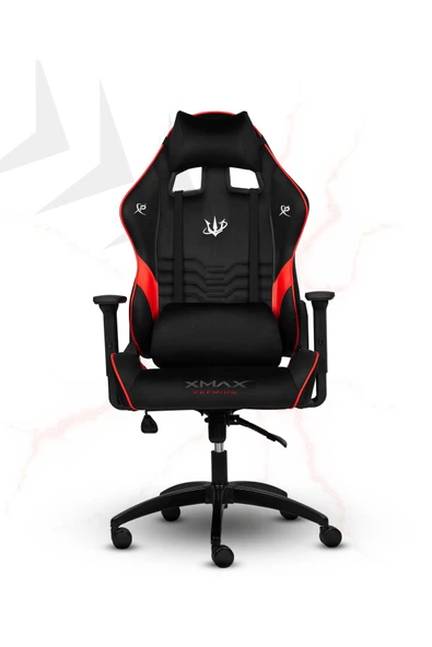 XMAX / Rio Terletmez Kısmi Derili Kadife Kumaş Kırmızı Siyah Gaming Oyuncu Koltuğu / 120 Kg Taşır - Resim 4