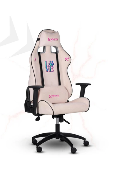 XMAX / Rio Plus Love Açık Pembe Su İtici Lüks Kadife Şönil Kumaş Oyuncu Koltuğu / 120 KG Taşıma - Resim 4