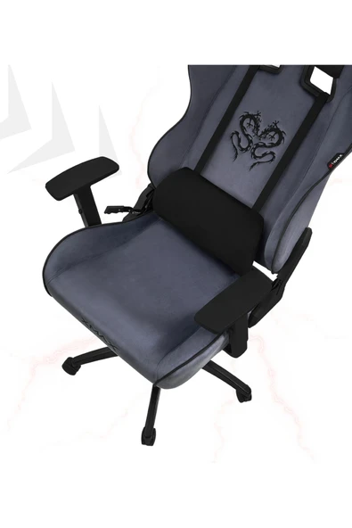 XMAX / Rio Balerion Antrasit Gri Kadife Terletmez Kumaş Gaming Oyuncu Koltuğu / 120 Kg Taşır - Resim 2