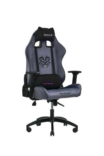 XMAX / Rio Balerion Antrasit Gri Kadife Terletmez Kumaş Gaming Oyuncu Koltuğu / 120 Kg Taşır - Resim 2