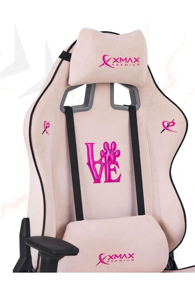 XMAX / Rio Love Açık Pembe Su İtici Lüks Kadife Şönil Kumaş Oyuncu Koltuğu / 120 KG Taşıma ürün görseli