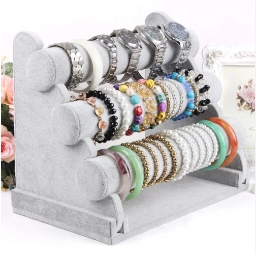 İthal Süet Kumaş Gri Renk 30 /24 cm Çıkmalı Bileklik Saat Standi - 1