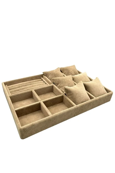 Oslo Model Süet Kaplama Sütlü kahve Renk 24/34 Cm  Yastıklı  Takı Sergileme Standı - Resim 3