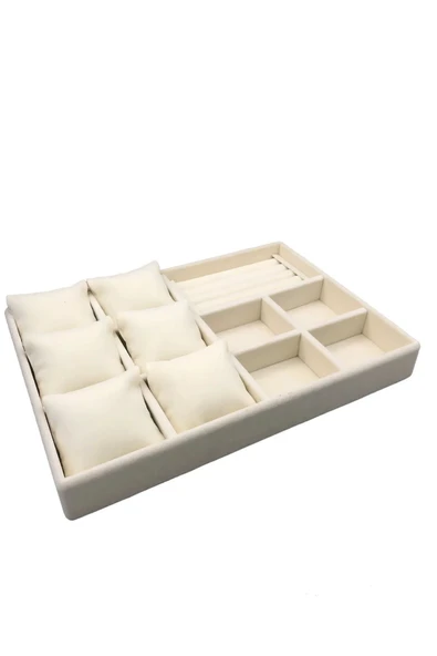 Oslo Model Süet Kaplama Krem Renk 24/34 Cm  Yastıklı Takı Sergileme Standı - 3